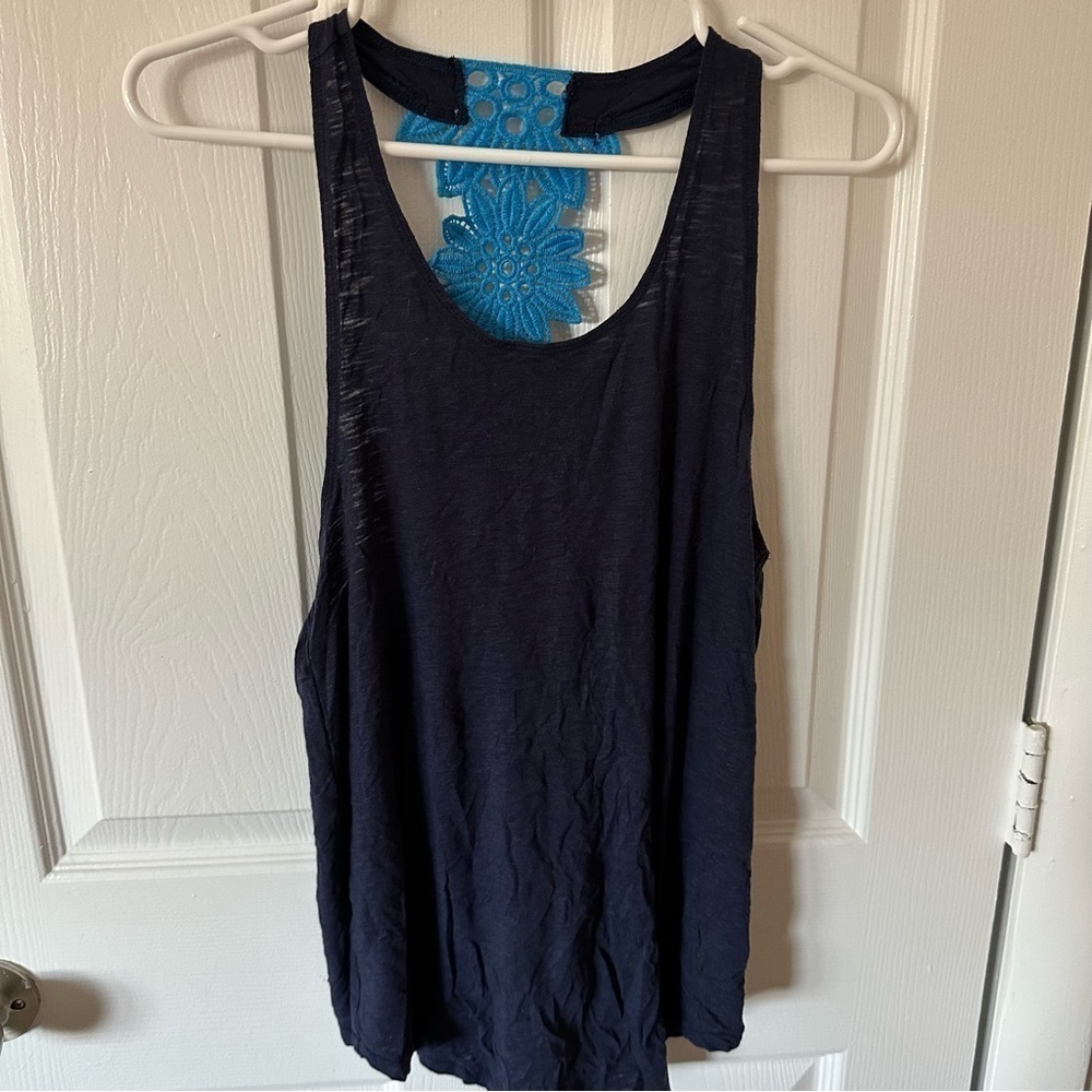 Navy Blue Floral Back Tank
